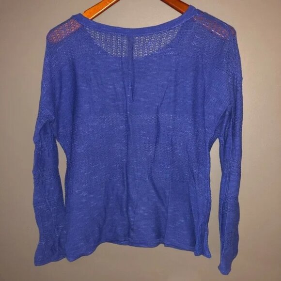 Absolutely Open Weave Sheer Knit Cerulean Blue Sweater Medium - Picture 3 of 6